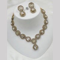 NAFJ Gold Plated Kundan Stone Necklace Set