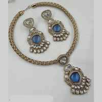 NAFJ Gold Plated Kundan Stone Necklace Set