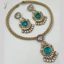 NAFJ Gold Plated Kundan Stone Necklace Set
