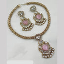 NAFJ Gold Plated Kundan Stone Necklace Set