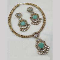 NAFJ Gold Plated Kundan Stone Necklace Set