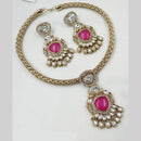 NAFJ Gold Plated Kundan Stone Necklace Set