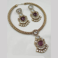 NAFJ Gold Plated Kundan Stone Necklace Set
