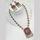 NAFJ Gold Plated Kundan Stone Long Necklace Set