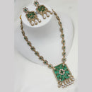 NAFJ Gold Plated Kundan Stone Long Necklace Set