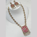 NAFJ Gold Plated Kundan Stone Long Necklace Set