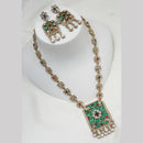 NAFJ Gold Plated Kundan Stone Long Necklace Set