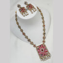 NAFJ Gold Plated Kundan Stone Long Necklace Set