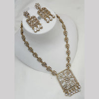 NAFJ Gold Plated Kundan Stone Long Necklace Set