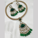 NAFJ Gold Plated Kundan Stone Necklace Set