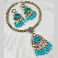 NAFJ Gold Plated Kundan Stone Necklace Set