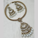 NAFJ Gold Plated Kundan Stone Necklace Set