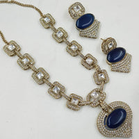 NAFJ Gold Plated Kundan Stone Necklace Set