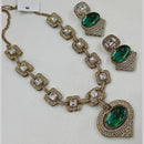 NAFJ Gold Plated Kundan Stone Necklace Set