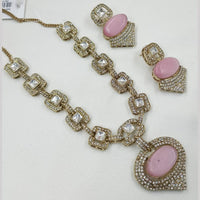 NAFJ Gold Plated Kundan Stone Necklace Set