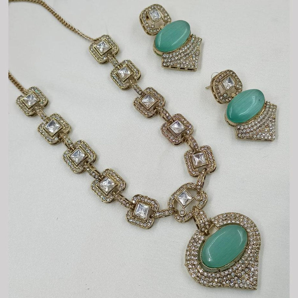 NAFJ Gold Plated Kundan Stone Necklace Set