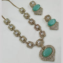 NAFJ Gold Plated Kundan Stone Necklace Set