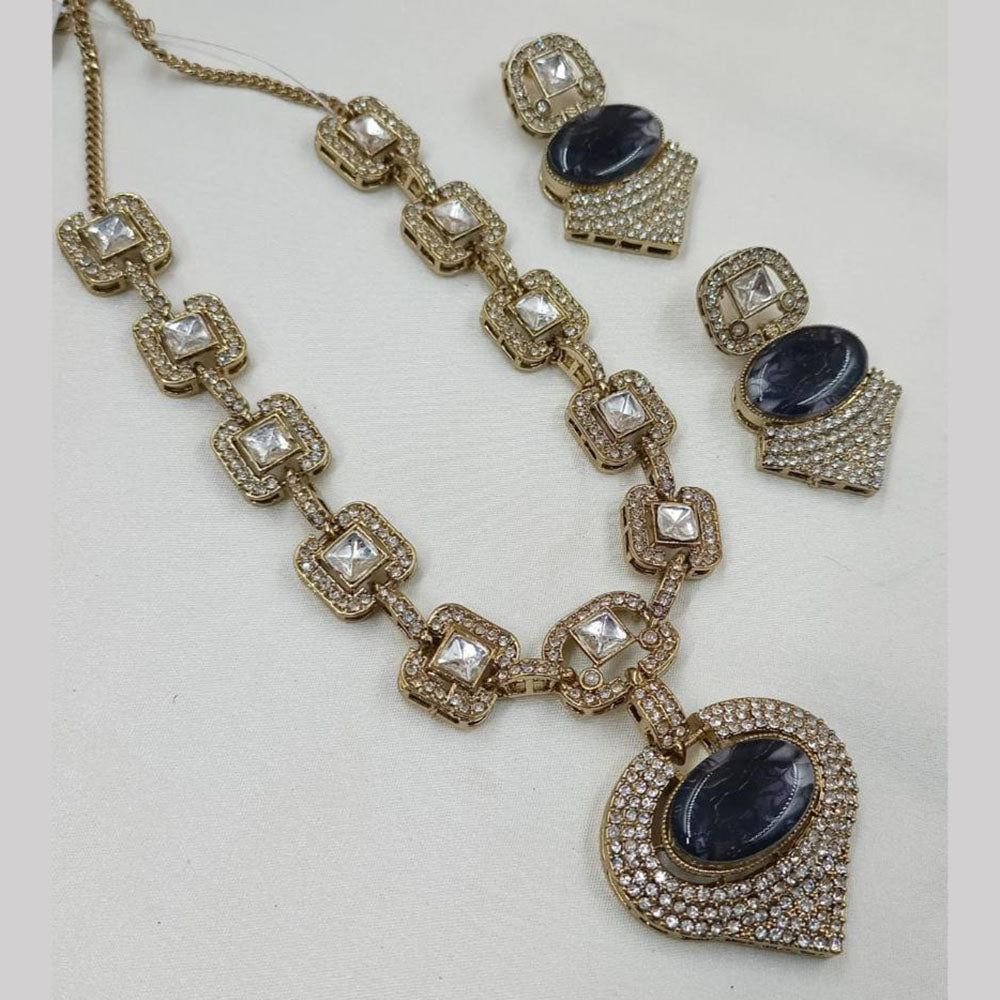 NAFJ Gold Plated Kundan Stone Necklace Set