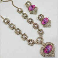 NAFJ Gold Plated Kundan Stone Necklace Set