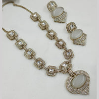NAFJ Gold Plated Kundan Stone Necklace Set