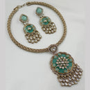 NAFJ Gold Plated Kundan Stone Necklace Set