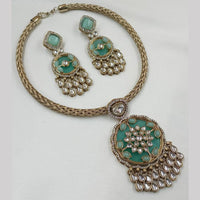 NAFJ Gold Plated Kundan Stone Necklace Set