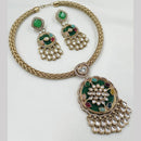 NAFJ Gold Plated Kundan Stone Necklace Set