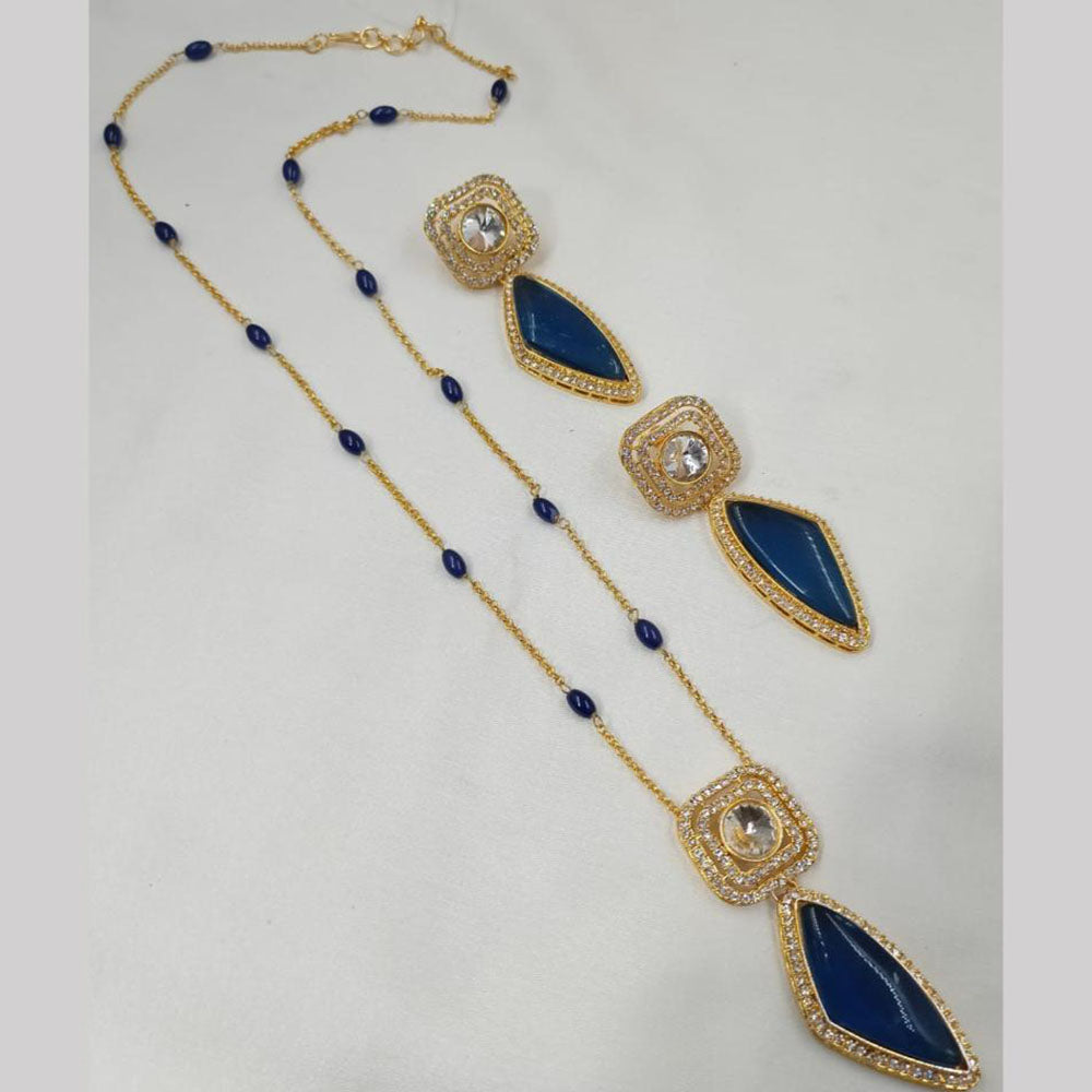 NAFJ Graceful Glam Gold Plated Beads Long Necklace