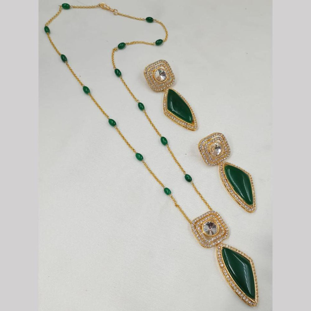 NAFJ Graceful Glam Gold Plated Beads Long Necklace