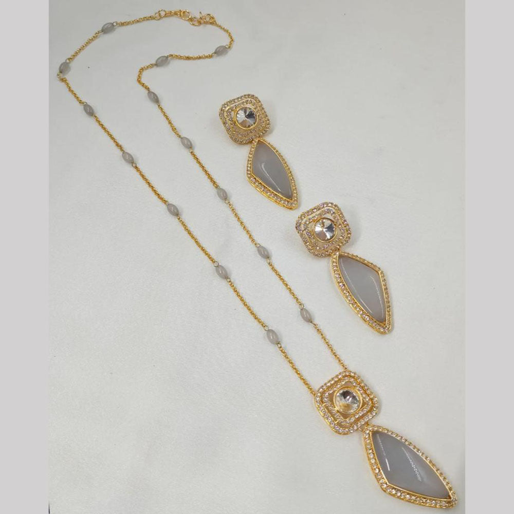 NAFJ Graceful Glam Gold Plated Beads Long Necklace