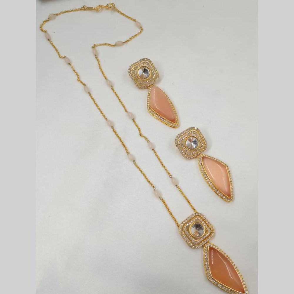 NAFJ Graceful Glam Gold Plated Beads Long Necklace