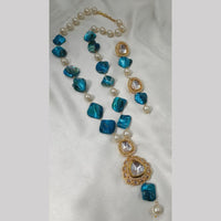 NAFJ Gold Plated Pearl And Beads Long  Necklace Set