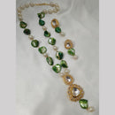 NAFJ Gold Plated Pearl And Beads Long  Necklace Set