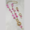 NAFJ Gold Plated Pearl And Beads Long  Necklace Set