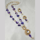NAFJ Gold Plated Pearl And Beads Long  Necklace Set