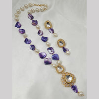 NAFJ Gold Plated Pearl And Beads Long  Necklace Set