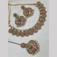 NAFJ Gold Plated Timeless Beauty Crystal And Pearl Necklace Set