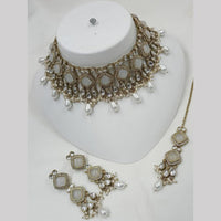 NAFJ Gold Plated Kundan And Beads Choker Necklace Set