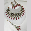 NAFJ Gold Plated Kundan And Beads Choker Necklace Set
