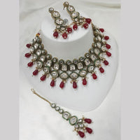 NAFJ Gold Plated Kundan And Beads Choker Necklace Set
