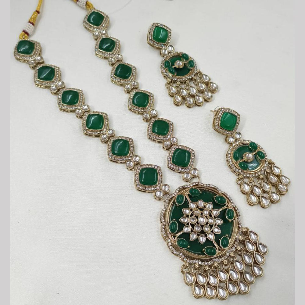 NAFJ Gold Plated Kundan Stone Necklace Set
