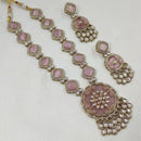 NAFJ Gold Plated Kundan Stone Necklace Set