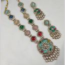 NAFJ Gold Plated Kundan Stone Necklace Set