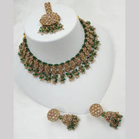 NAFJ Gold Plated Timeless Beauty Crystal And  Beads Choker Necklace Set