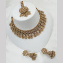 NAFJ Gold Plated Timeless Beauty Crystal And  Beads Choker Necklace Set