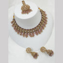 NAFJ Gold Plated Timeless Beauty Crystal And  Beads Choker Necklace Set