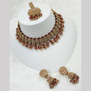 NAFJ Gold Plated Timeless Beauty Crystal And  Beads Choker Necklace Set