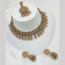 NAFJ Gold Plated Timeless Beauty Crystal And  Beads Choker Necklace Set