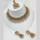 NAFJ Gold Plated Timeless Beauty Crystal And  Beads Choker Necklace Set