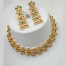 NAFJ Gold Plated Kundan Stone Necklace Set